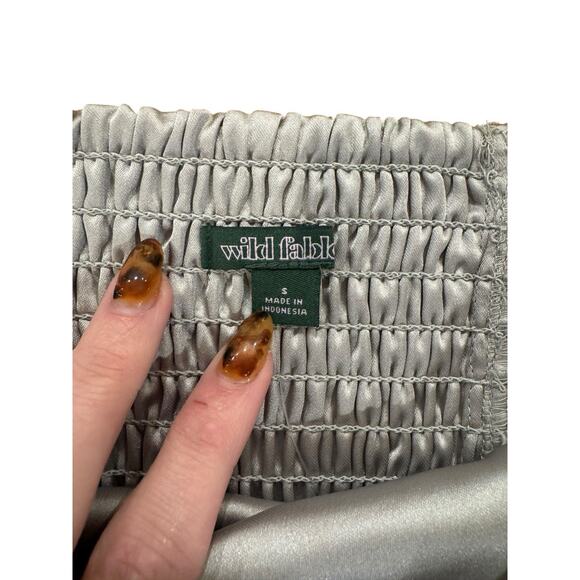 Wild Fable Women's Slim Fit Party Bustier Tube Top Size Small Satin Gray 90s Y2K - Picture 7 of 7